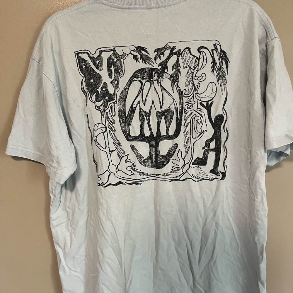 Blue Short Sleeve Tee with Graphic Design